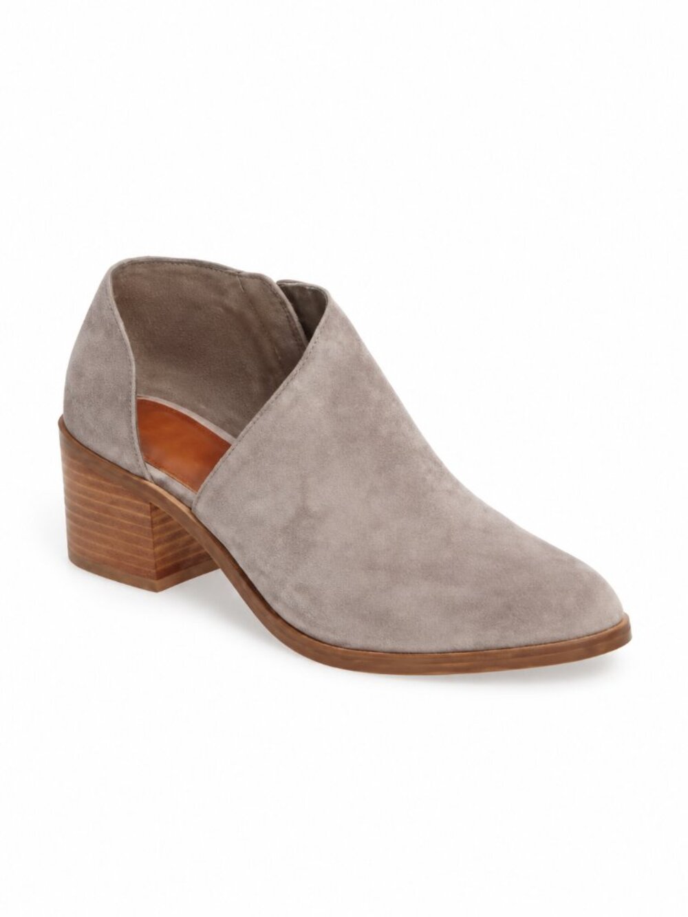 1. STATE Isak Leather Bootie Women’s size 7.5 Gray Tan Stacked Heel Coastal Chic